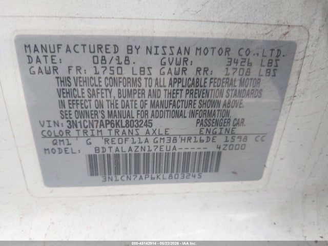 Nissan Versa 1.6 S+