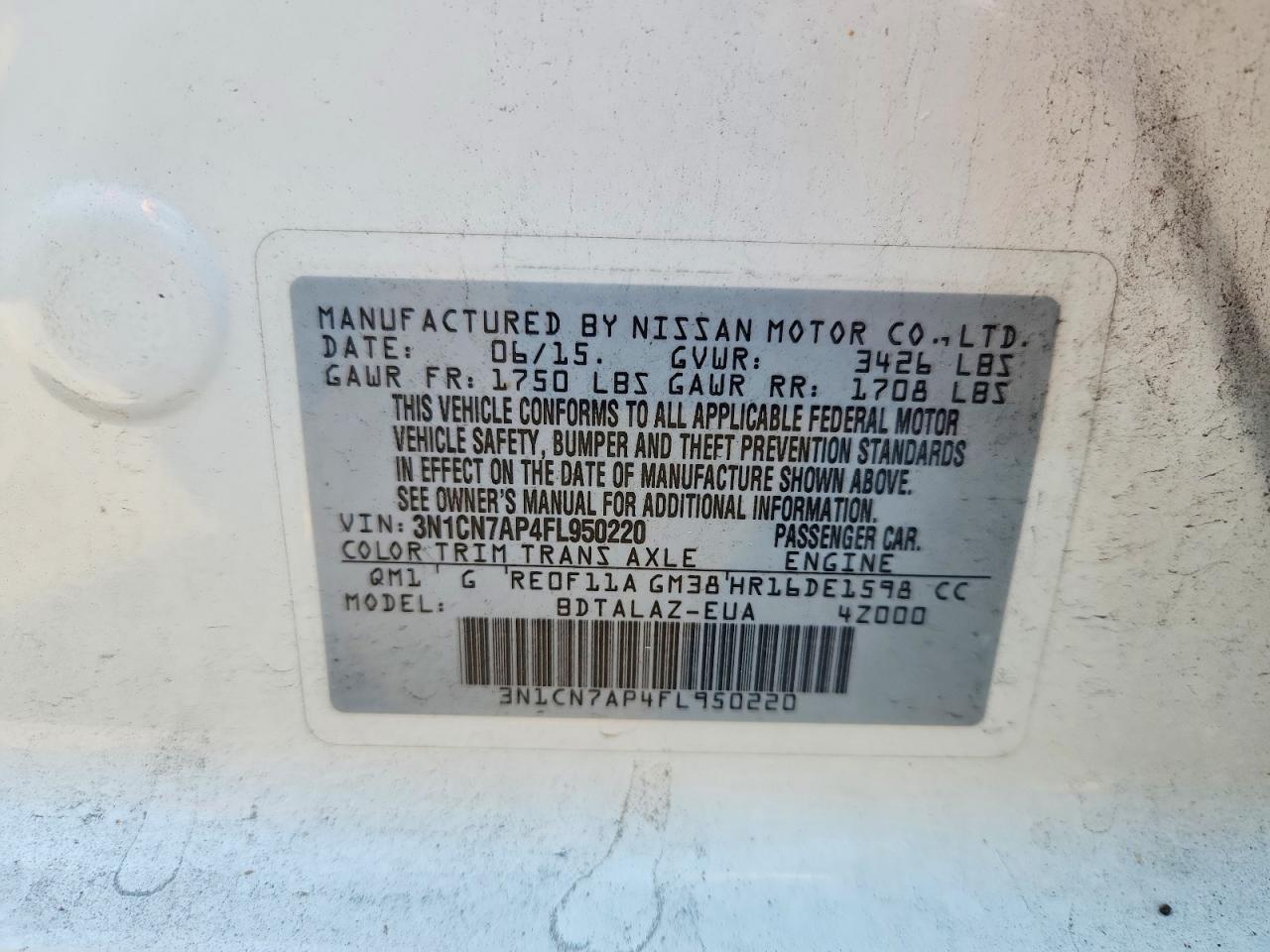 Nissan Versa 1.6 S Plus