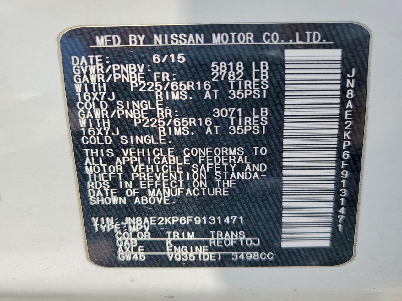 Nissan Quest 3.5 Sv