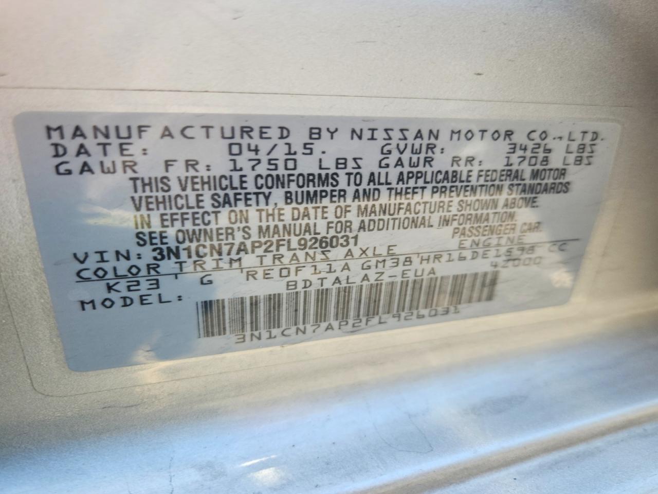 Nissan Versa 1.6 S Plus