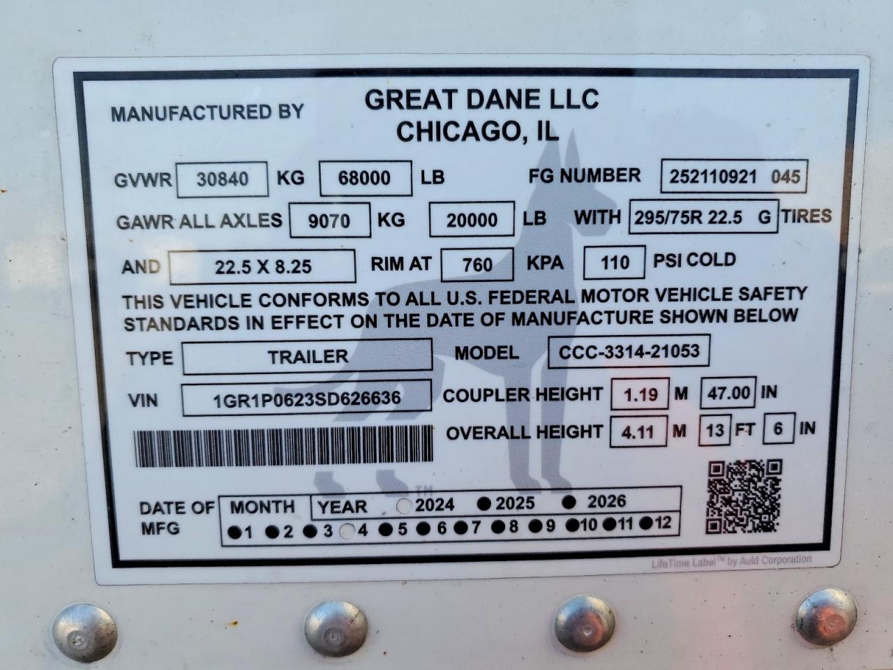 Great Dane Trailer Ccc 3314