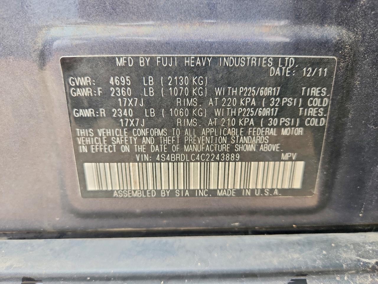 Subaru Outback 3.6r Limited