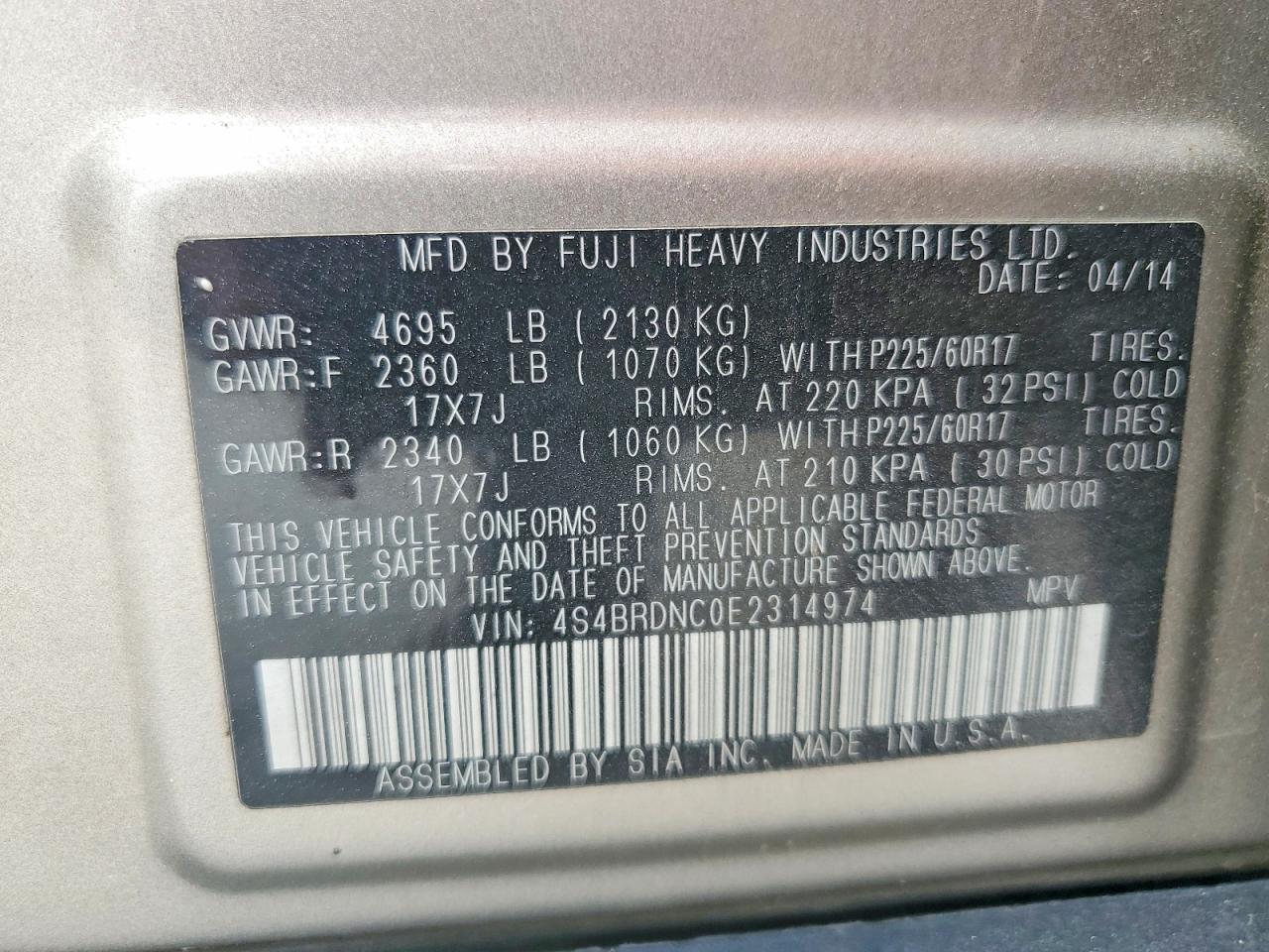 Subaru Outback 3.6r Limited