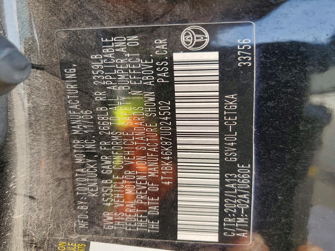 Toyota Camry Xle V6