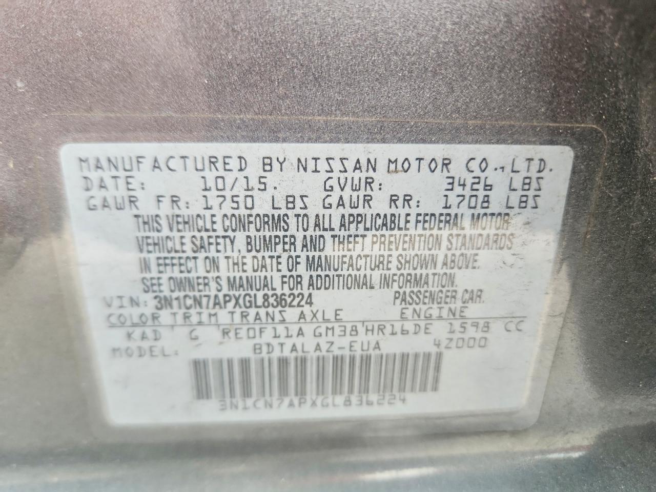Nissan Versa 1.6 S Plus