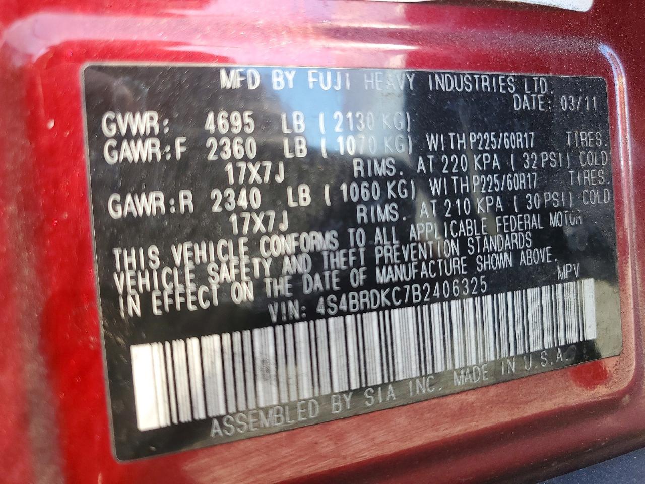 Subaru Outback 3.6r Limited