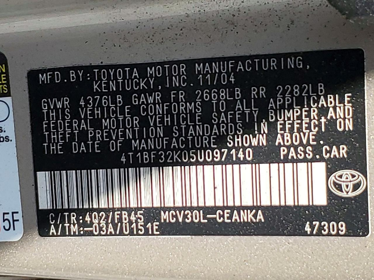 Toyota Camry Le V6