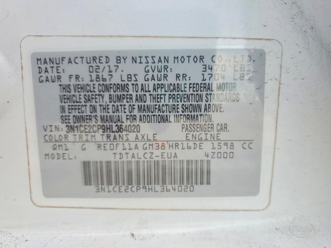 Nissan Versa S Plus