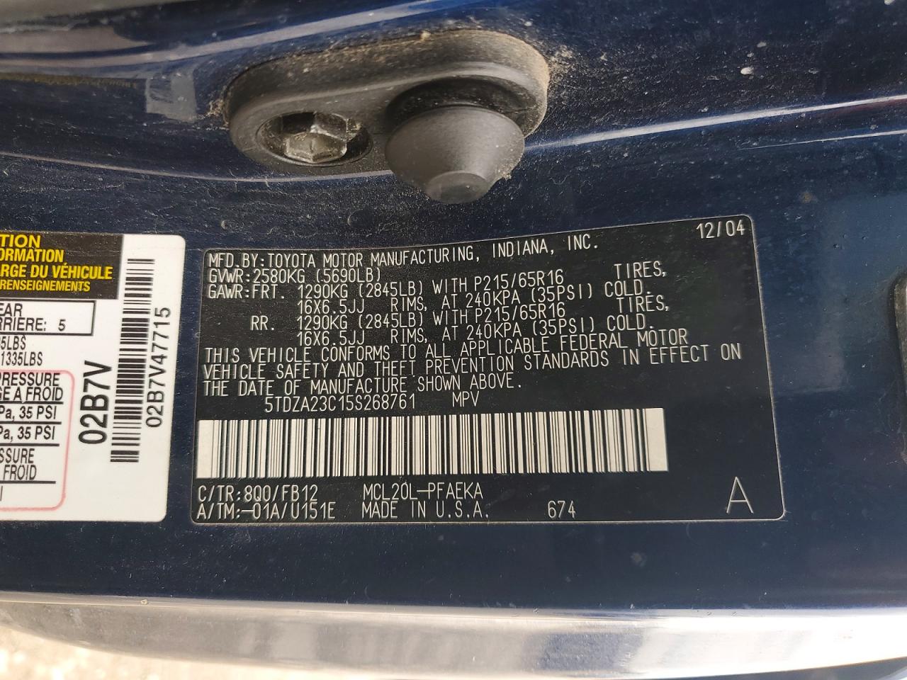 Toyota Sienna Le 7 Passenger