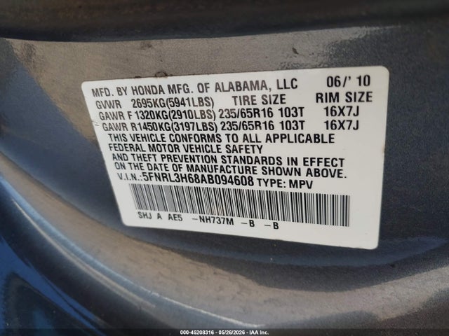 Honda Odyssey Ex-l