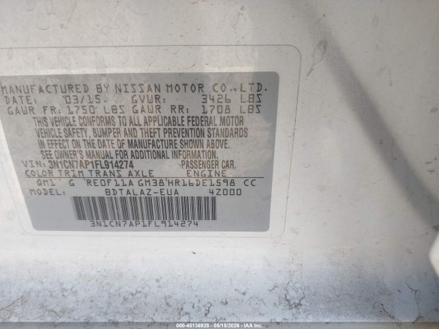 Nissan Versa 1.6 S+