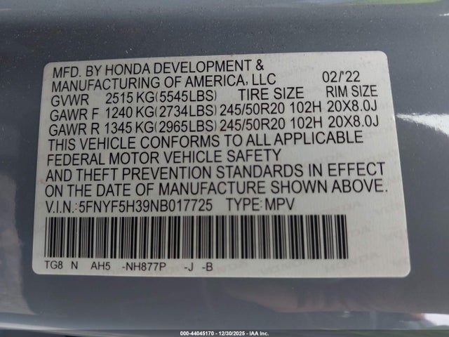 Honda Pilot 2wd Sport