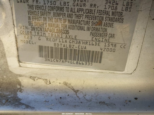 Nissan Versa 1.6 Sv
