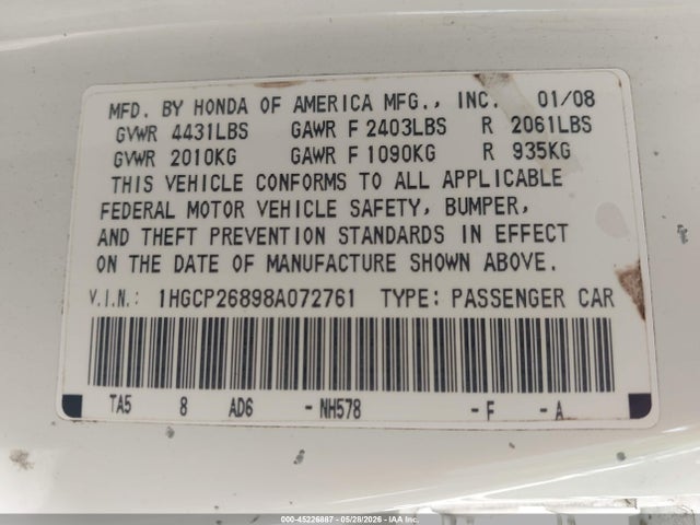 Honda Accord 2.4 Ex-l