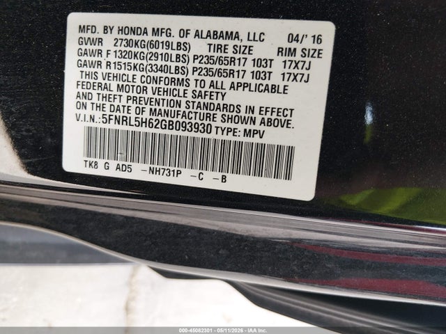 Honda Odyssey Ex-l