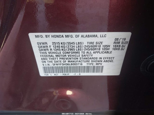 Honda Pilot 2wd Ex-l