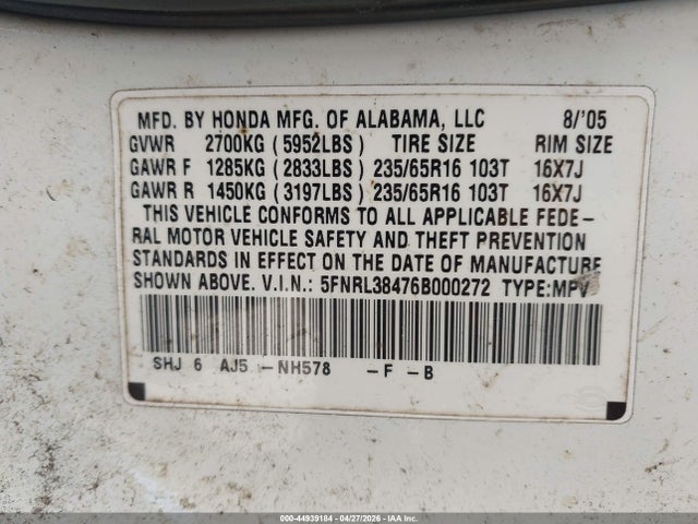Honda Odyssey Ex