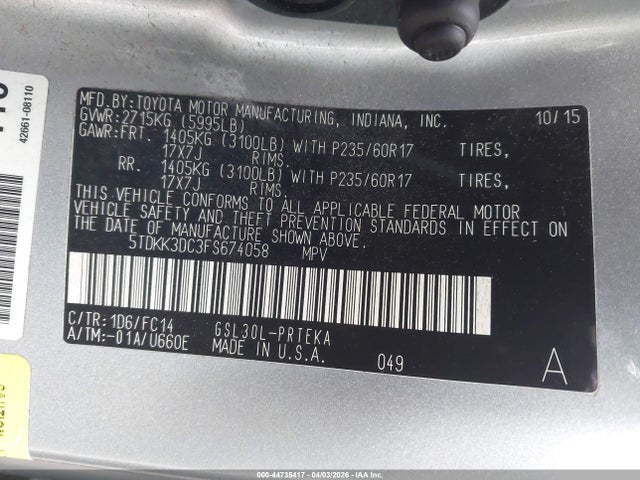 Toyota Sienna Le 8 Passenger