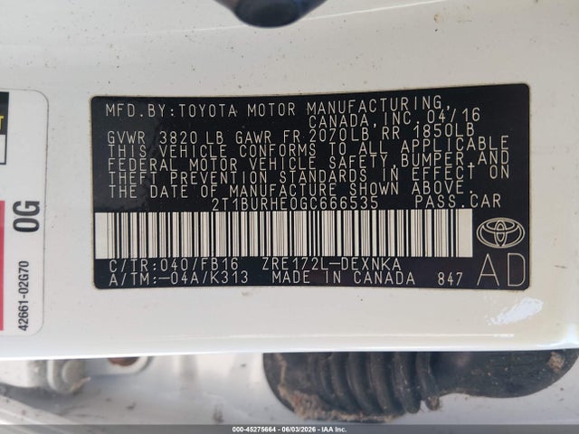 Toyota Corolla Le Plus