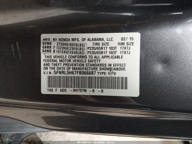 Honda Odyssey Ex-l