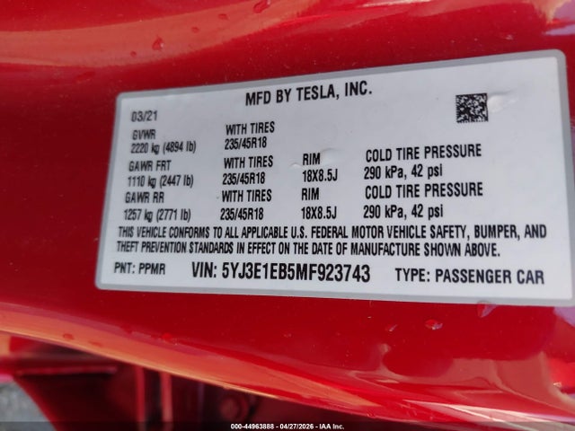 Tesla Model 3 Long Range Dual Motor All-wheel Drive