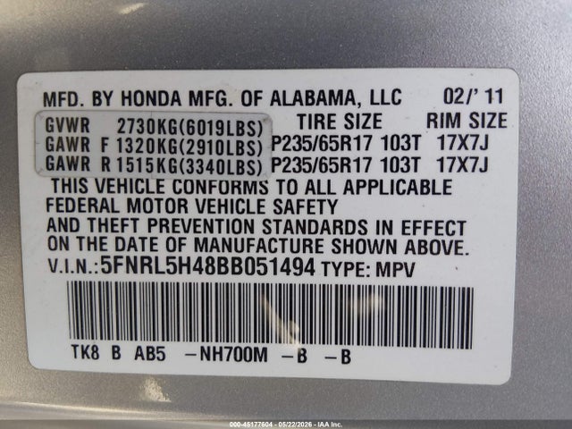 Honda Odyssey Ex