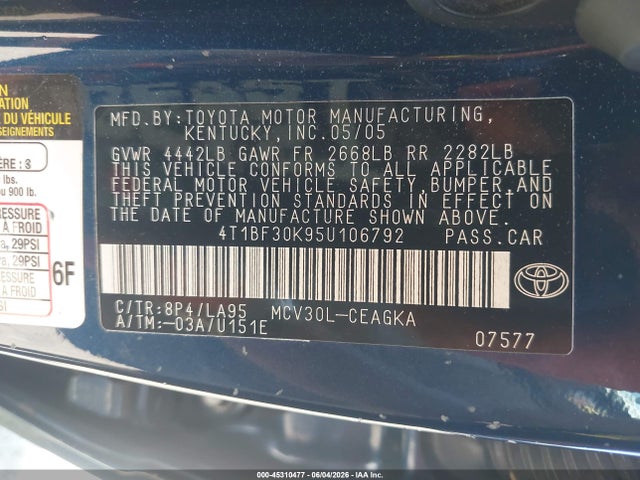 Toyota Camry Xle V6