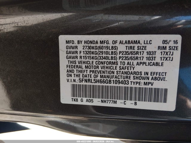 Honda Odyssey Ex-l