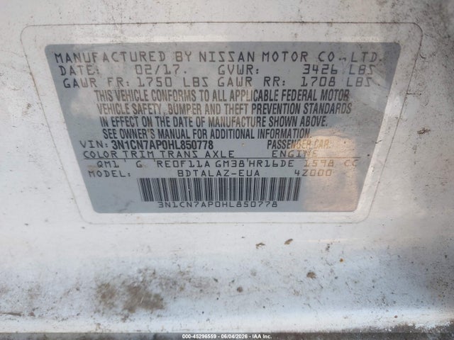 Nissan Versa 1.6 S+