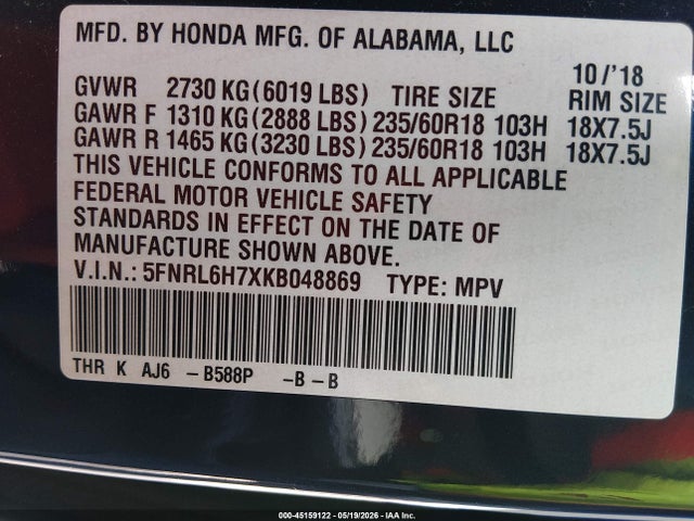 Honda Odyssey Ex-l
