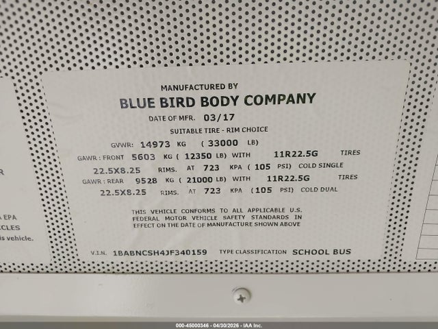 Blue Bird School Bus Transit Bus