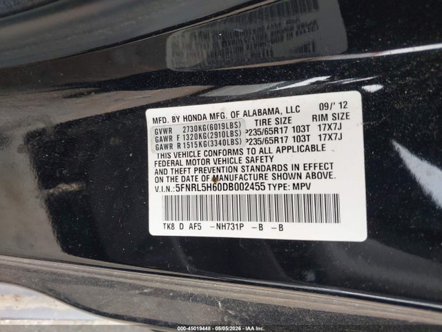 Honda Odyssey Ex-l