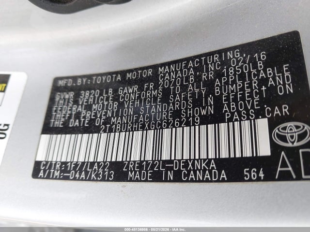 Toyota Corolla Le Premium