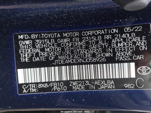 Toyota Corolla Hybrid Le
