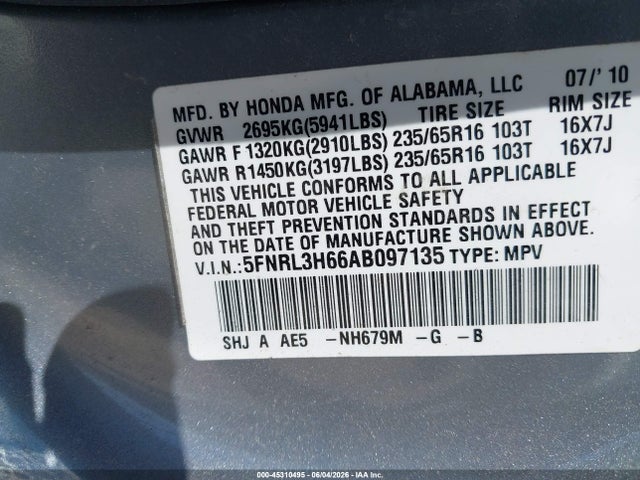 Honda Odyssey Ex-l