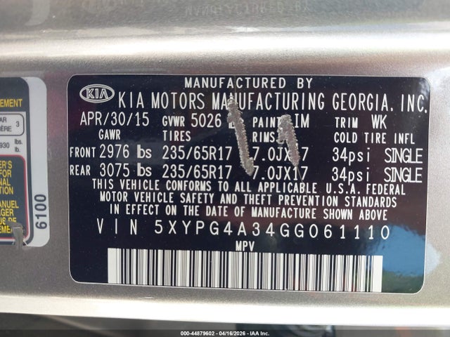 Kia Sorento 2.4l L