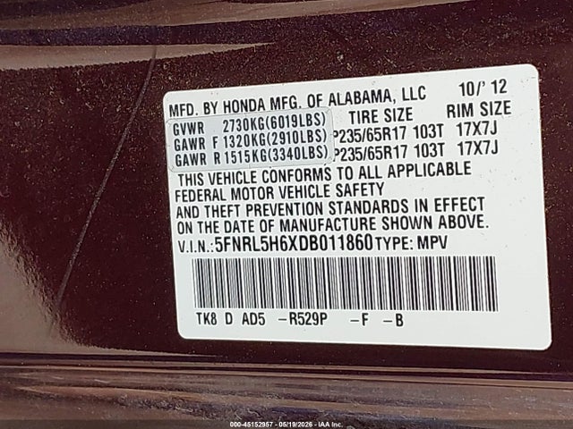 Honda Odyssey Ex-l