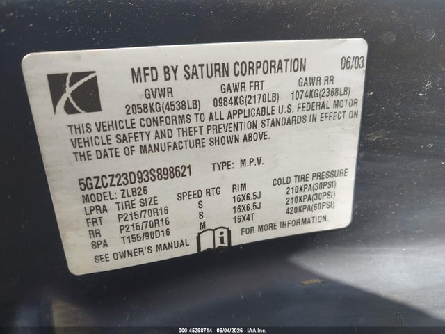 Saturn Vue 4 Cyl