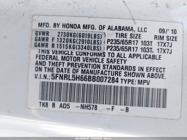 Honda Odyssey Ex-l