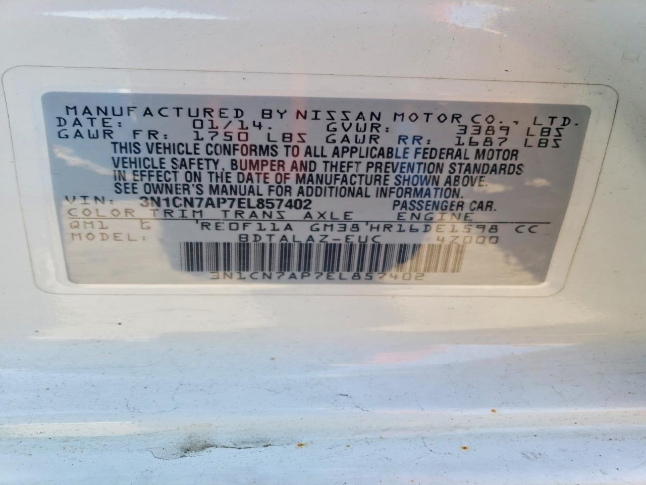 Nissan Versa 1.6 S Plus