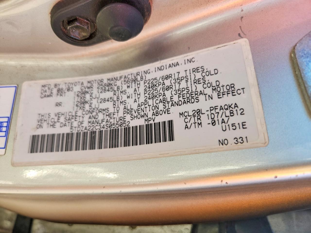 Toyota Sienna Xle 7 Passenger