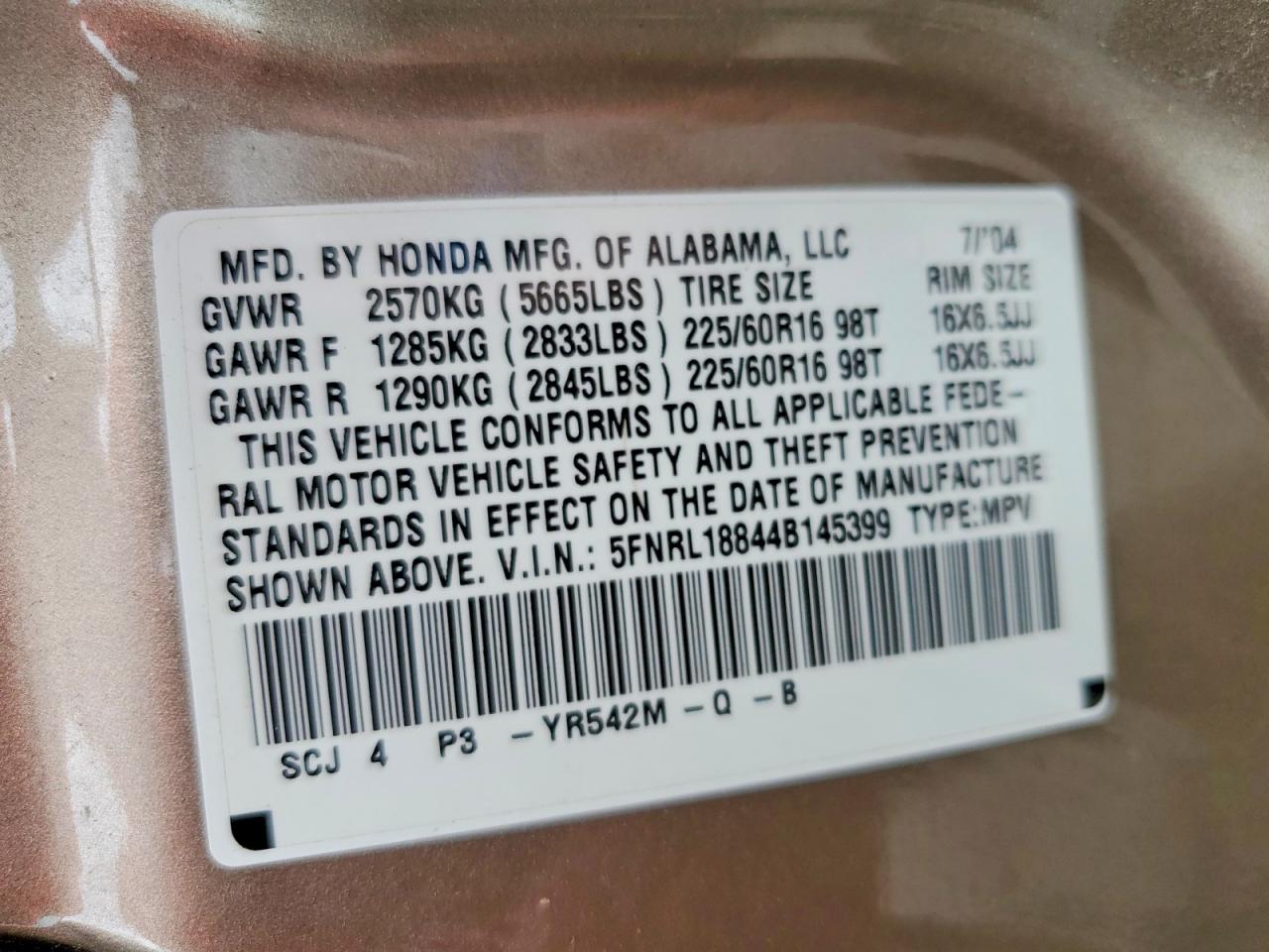 Honda Odyssey Ex