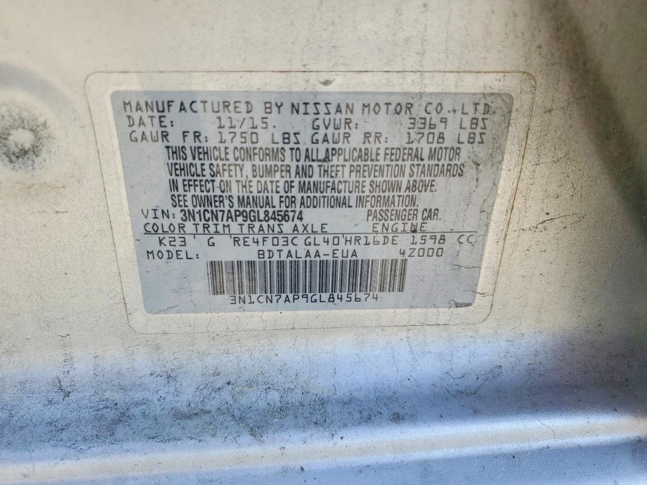 Nissan Versa 1.6 S
