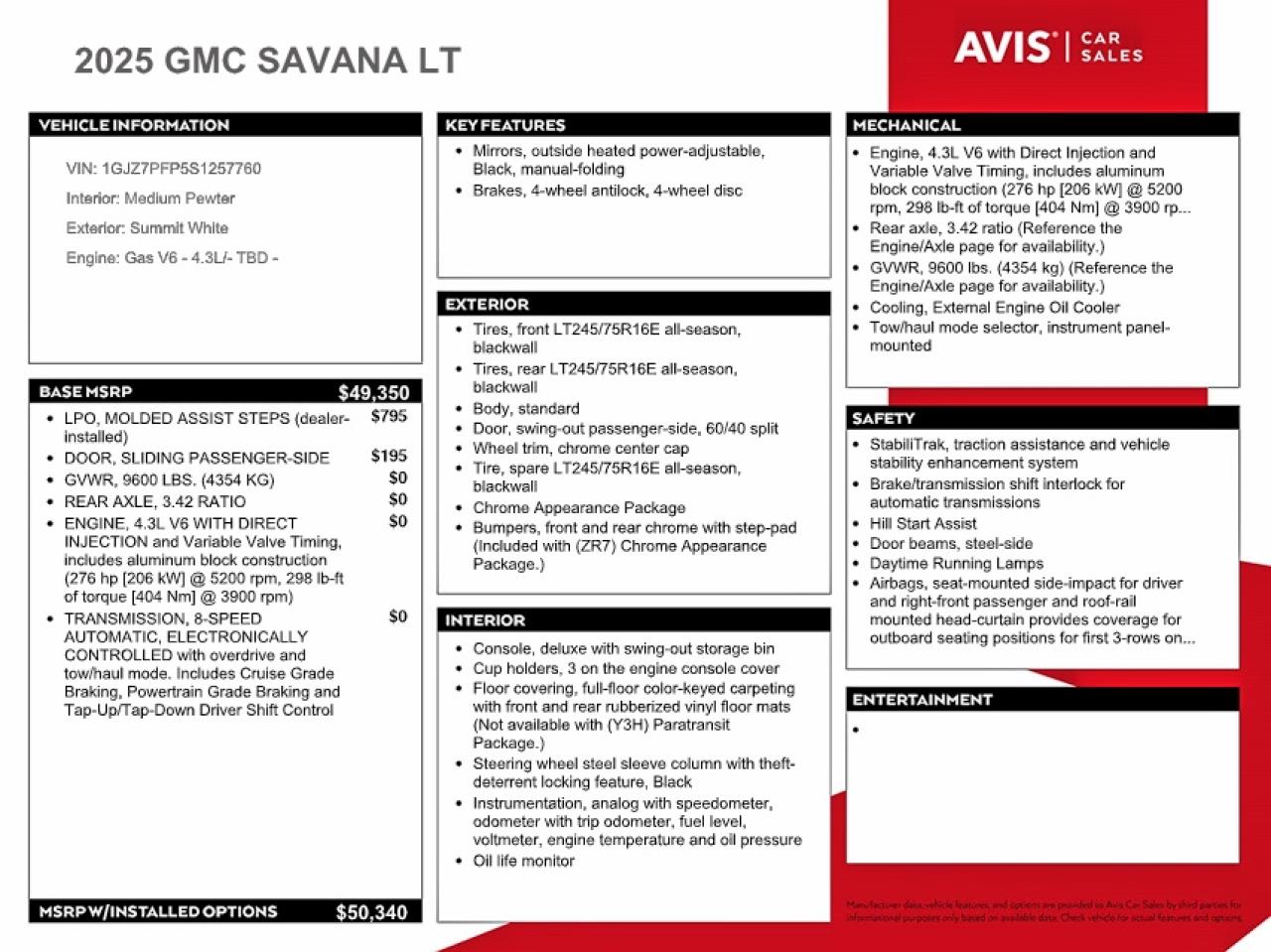 GMC Savana G3500 Lt