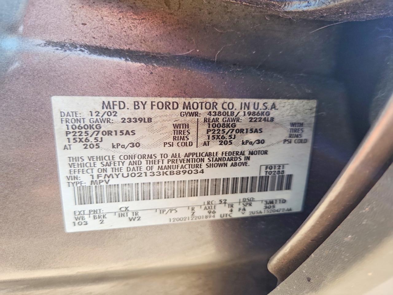 Ford Escape Xls