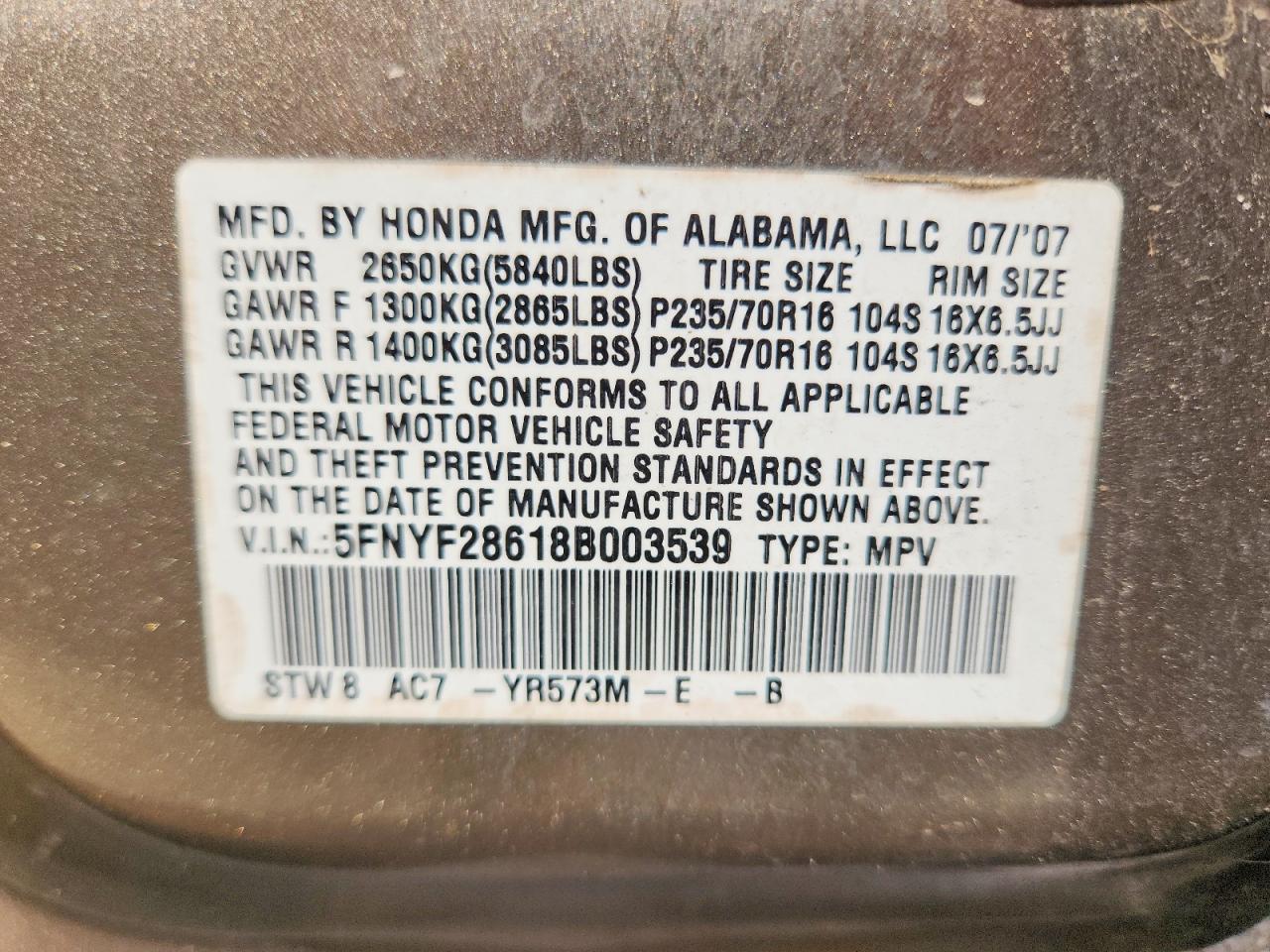 Honda Pilot Exl