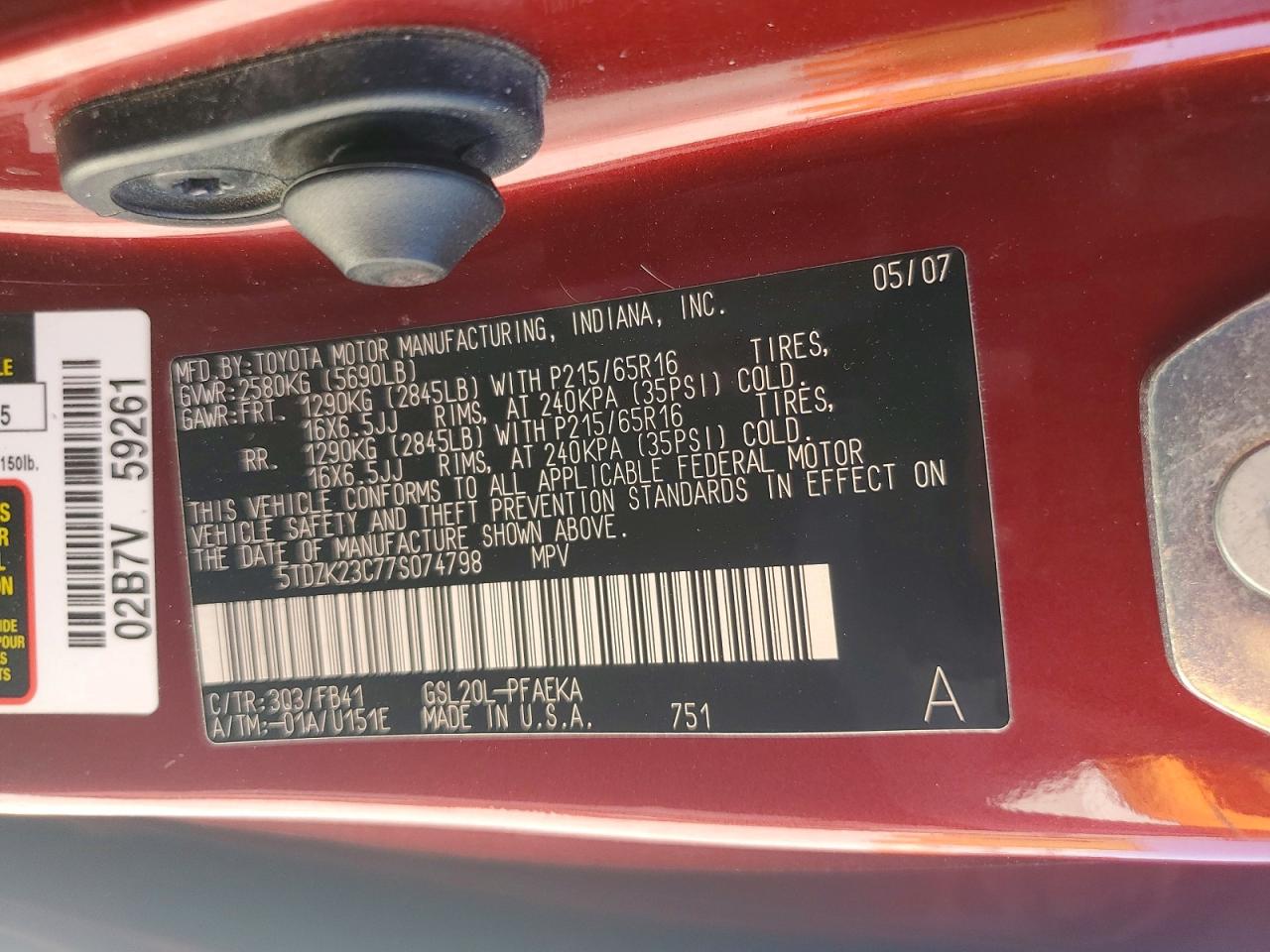 Toyota Sienna Ce 7-passenger