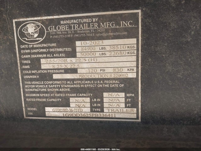 Globe Trailer Manufacturi End Dump Trailer