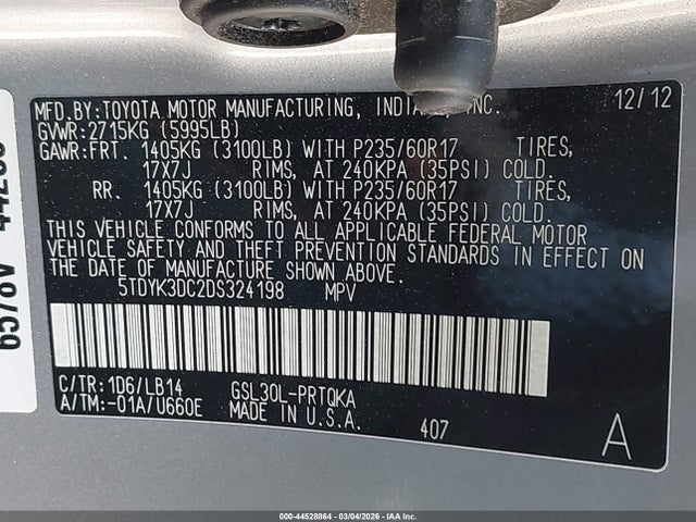 Toyota Sienna Xle V6 8 Passenger