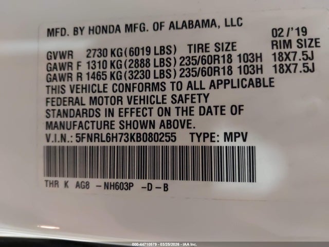 Honda Odyssey Ex-l